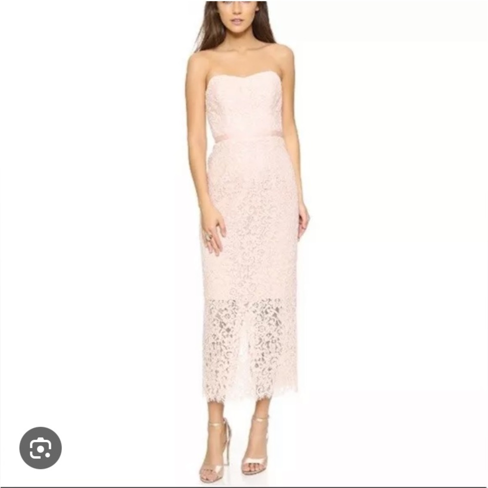 Shoshanna Midnight Pink Lace Midi Dress